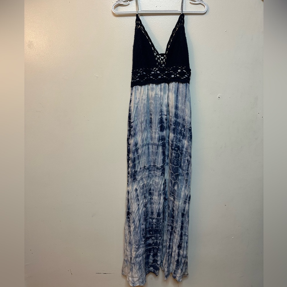 Navy Blue Tie Dye Maxi Dress